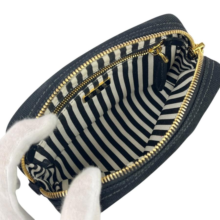 □中古□ プラダ カナパ ミニ ポーチ 小物入れ キャンバス ブラック  