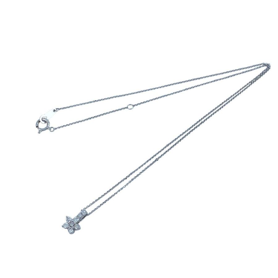 ■新同■　タサキ ネックレス アクセサリー フラワー シルバー ダイヤ K18 750 WG D0.20 2.3g 【439940】11_6