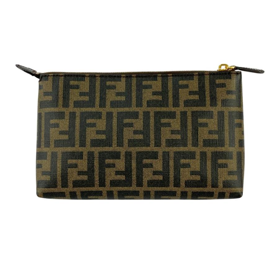 ■美品■　フェンディ ズッカ ポーチ 化粧 メイク クラッチ キャンパス ブラウン 1382384【441165】5 |  | 01