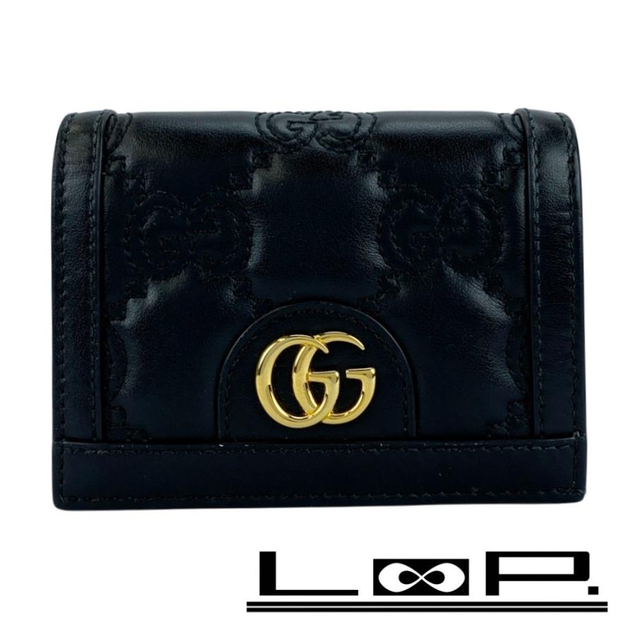 324✨美品✨GUCCI グッチ 二つ折り財布 GGマーモント レザー ブラック □美品□ グッチ GGマーモント 二つ折り 財布 ウォレット レザー