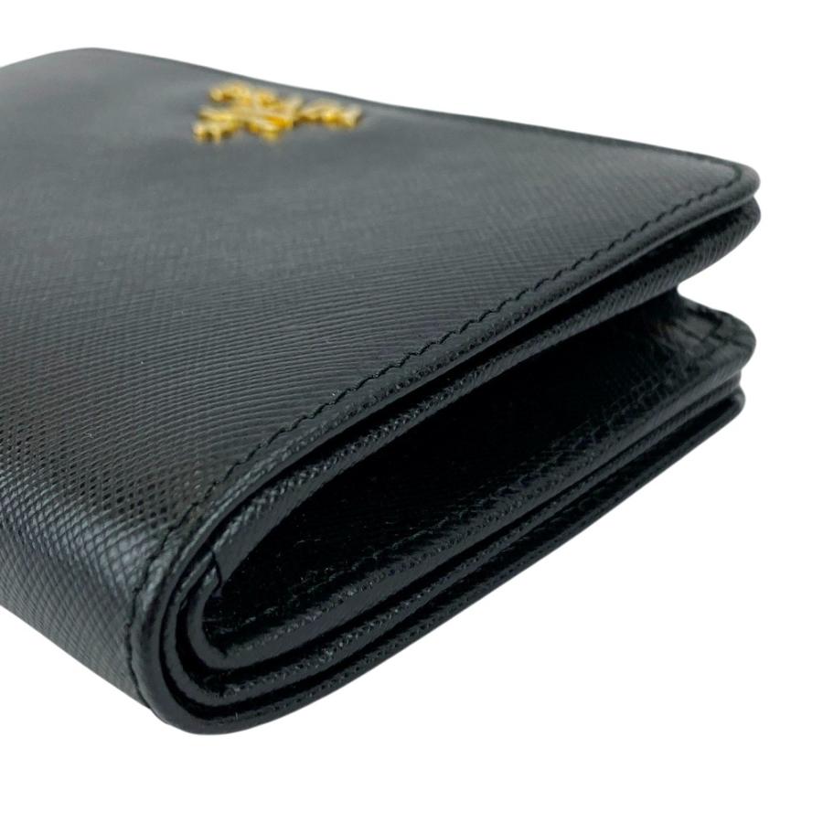 □新同□ プラダ L字型 ジップ 二つ折り 財布 サフィアーノ レザー