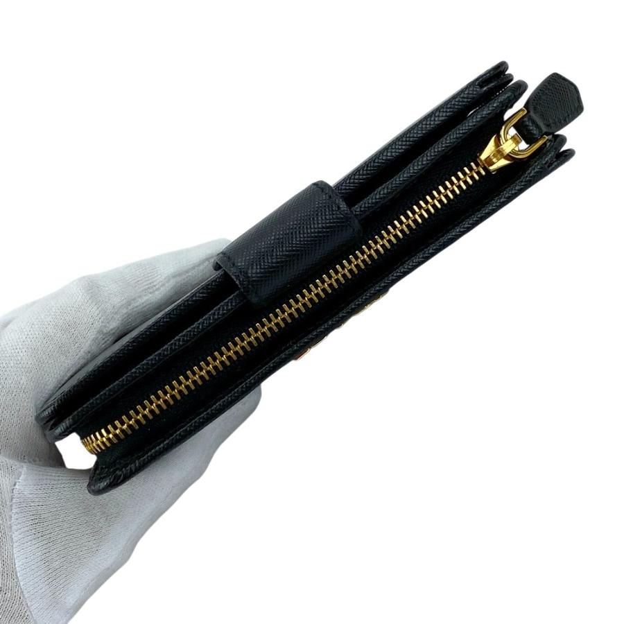 □新同□ プラダ L字型 ジップ 二つ折り 財布 サフィアーノ レザー