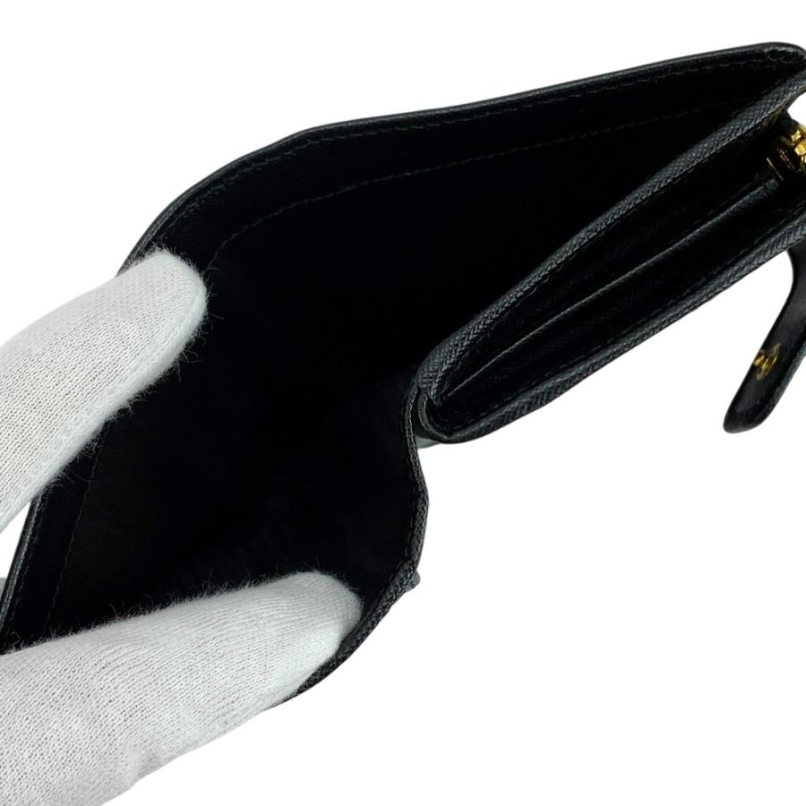 □新同□ プラダ L字型 ジップ 二つ折り 財布 サフィアーノ レザー