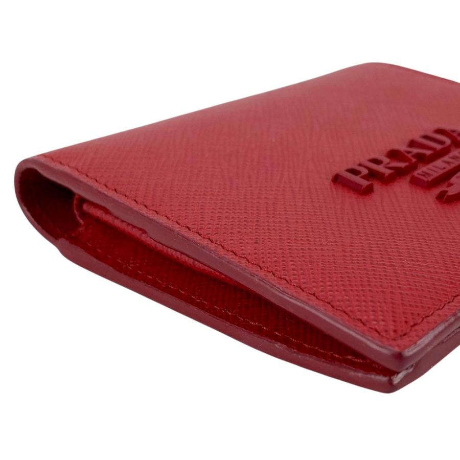 PRADA / 2つ折り財布/サフィアーノレザー/レッド/レディース/1MV204 □美品□ プラダ 二つ折り コンパクト 財布 サフィアーノ レッド