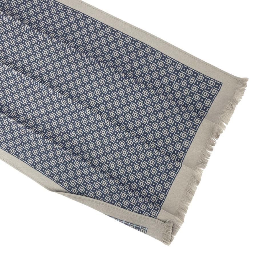 ■新同■　エルメス フラールタイ ロングタイ スカーフ フリンジ シルク ネイビー グレー 箱 【448164】7 |  | 02