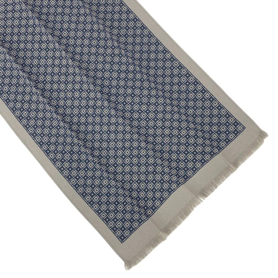 ■新同■　エルメス フラールタイ ロングタイ スカーフ フリンジ シルク ネイビー グレー 箱 【448164】7 |  | 03