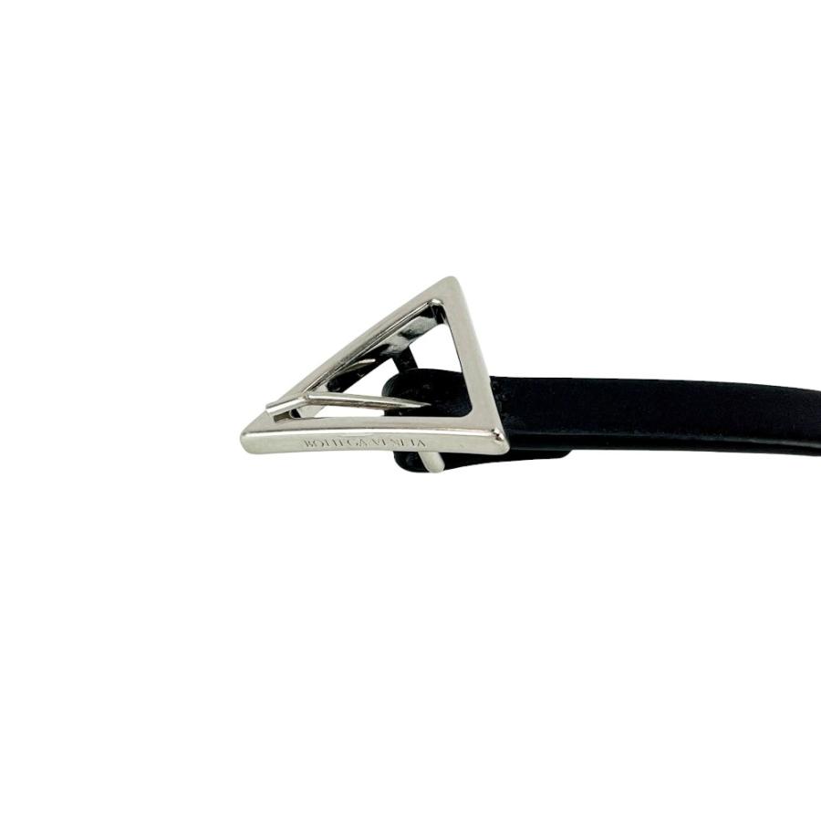 ■新同■　ボッテガヴェネタ トライアングルナローベルト 三角 細ベルト レザー SV925 ブラック シルバー  【449185】7 |  | 01