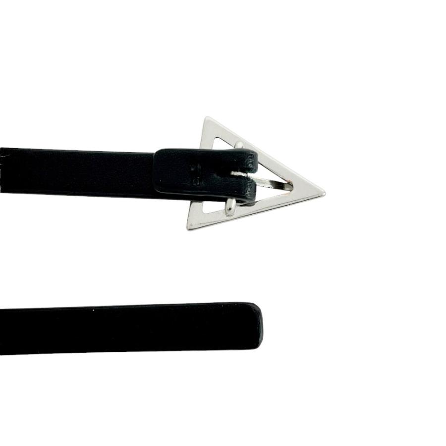 ■新同■　ボッテガヴェネタ トライアングルナローベルト 三角 細ベルト レザー SV925 ブラック シルバー  【449185】7 |  | 03