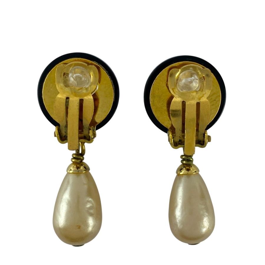 ■中古■　シャネル ココ イヤリング アクセサリー フェイクパール GP ゴールド ブラック 94A 箱 【449895】7 |  | 01