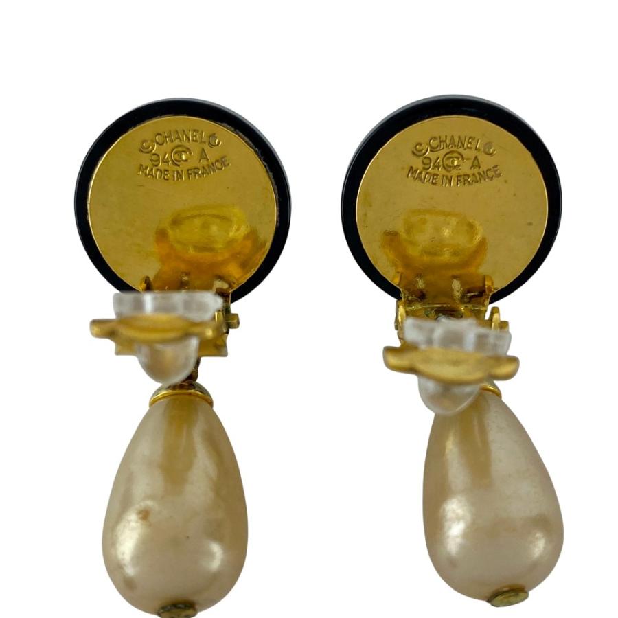 ■中古■　シャネル ココ イヤリング アクセサリー フェイクパール GP ゴールド ブラック 94A 箱 【449895】7 |  | 04