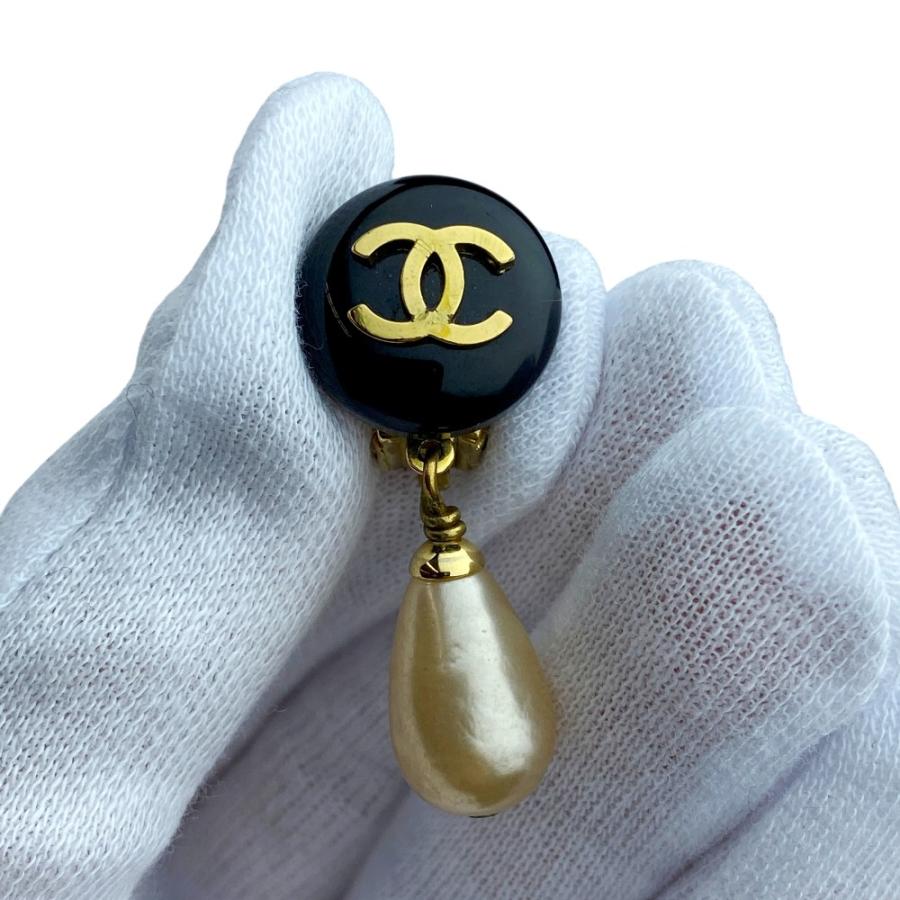 ■中古■　シャネル ココ イヤリング アクセサリー フェイクパール GP ゴールド ブラック 94A 箱 【449895】7 |  | 07