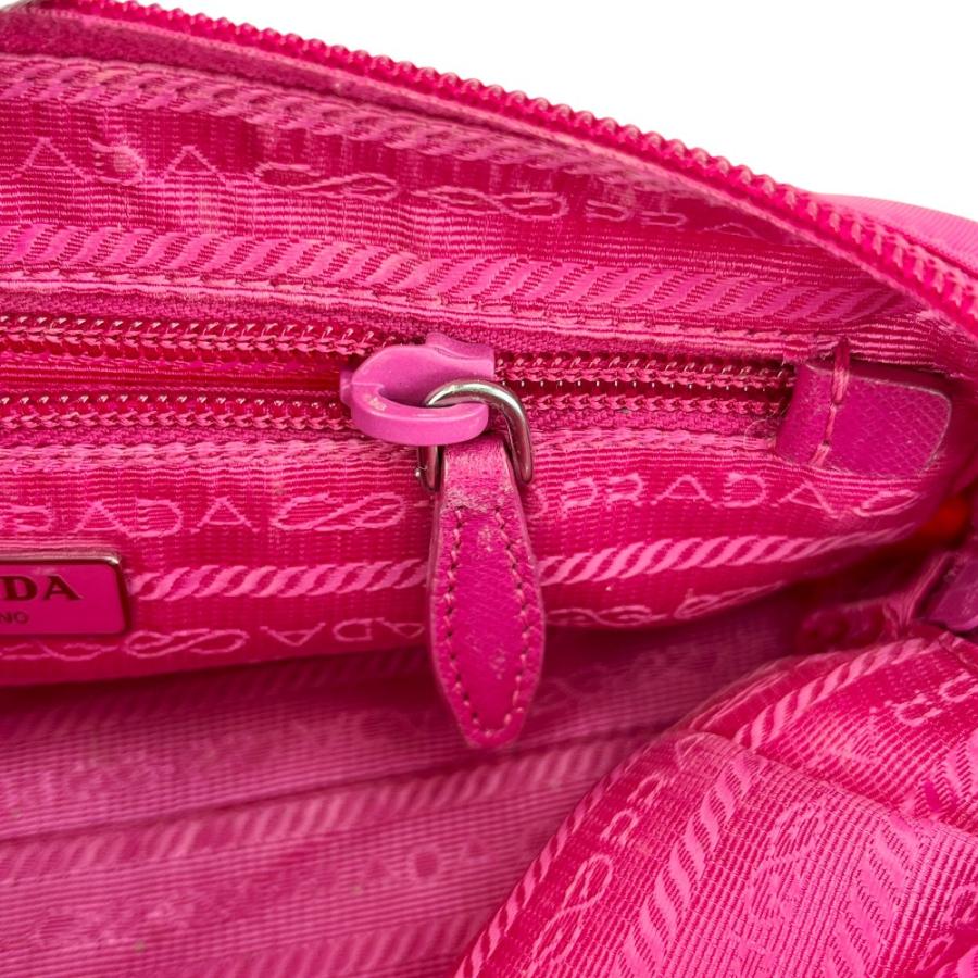 ■美品■　プラダ ポーチ 化粧ポーチ トライアングル ロゴ ストラップ付き ナイロン テスート フューシャ ピンク 【451201】7 |  | 06