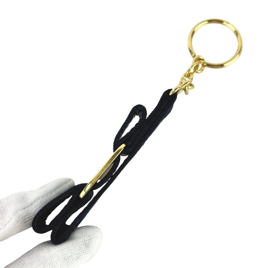 ■新同■　 フェラガモ ヴァラ キーホルダー キーチャーム バッグチャーム リボン メタル GP キャンバス ネイビー ゴールド 【456022】12 |  | 02