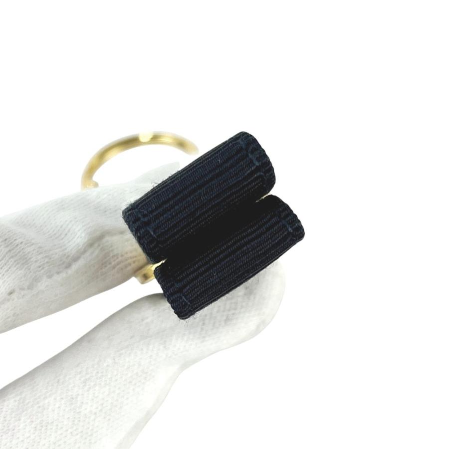 ■新同■　 フェラガモ ヴァラ キーホルダー キーチャーム バッグチャーム リボン メタル GP キャンバス ネイビー ゴールド 【456022】12 |  | 05