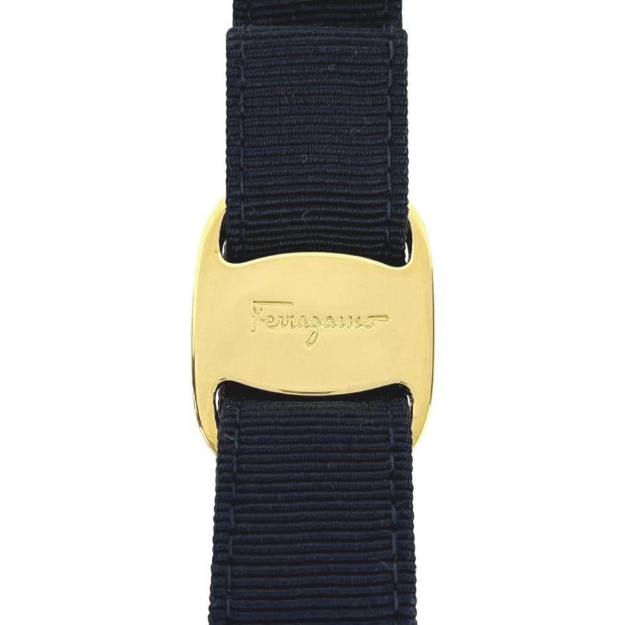 ■新同■　 フェラガモ ヴァラ キーホルダー キーチャーム バッグチャーム リボン メタル GP キャンバス ネイビー ゴールド 【456022】12 |  | 06