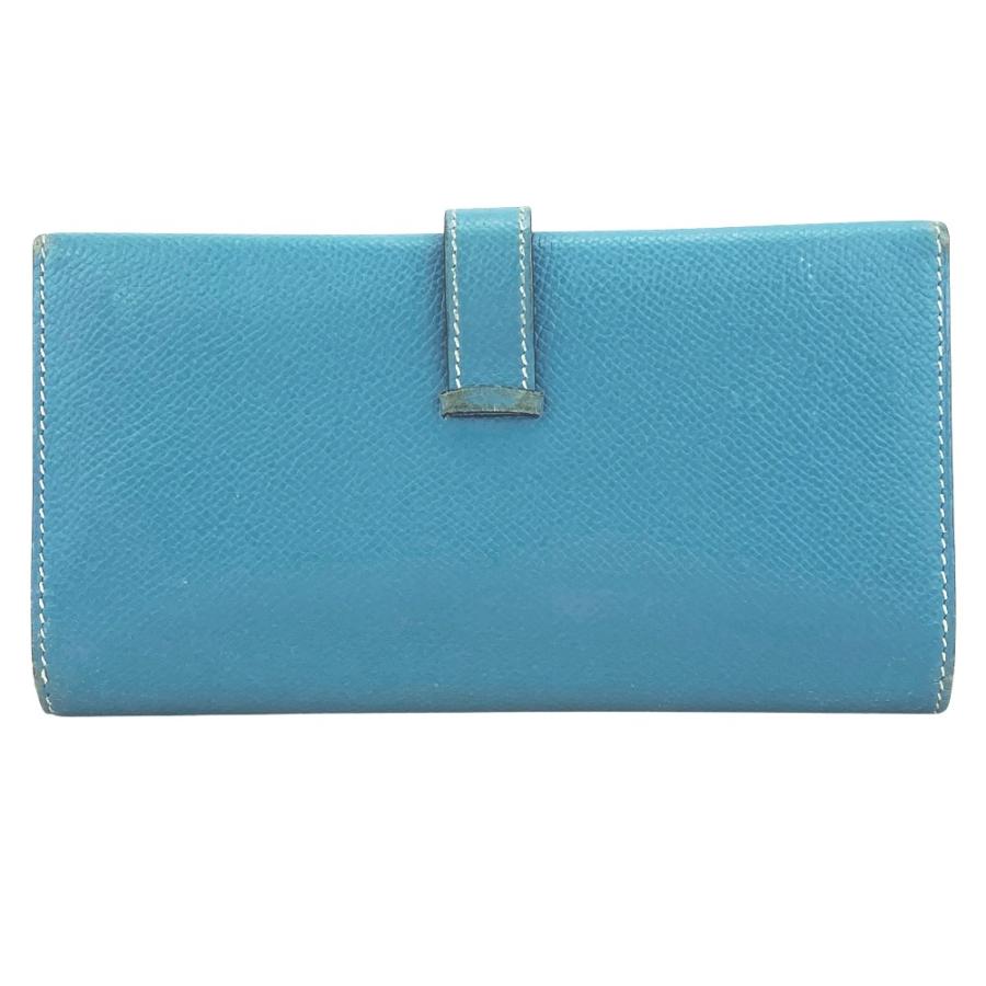 【極美品】HERMES エルメス　べアンデュプリ　ブルージーン　□J　長財布 エルメス HERMES 長財布 ベアン 二つ折り長財布 ブルージーン ブルー
