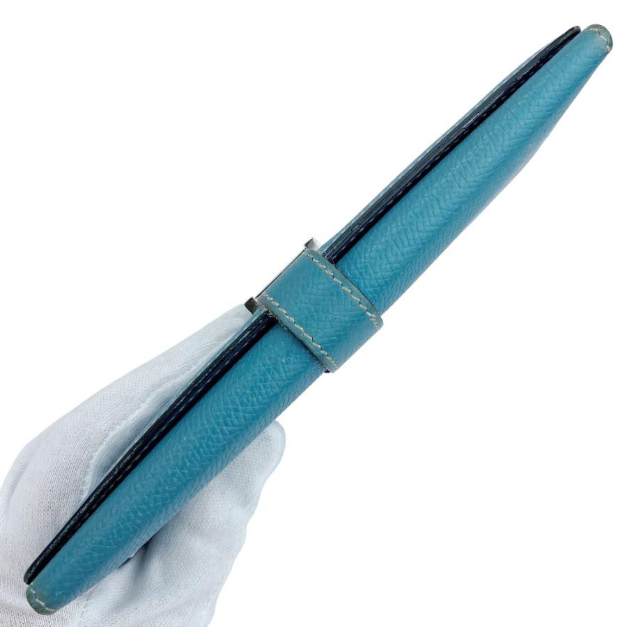 【極美品】HERMES エルメス　べアンデュプリ　ブルージーン　□J　長財布 エルメス HERMES 長財布 ベアン 二つ折り長財布 ブルージーン ブルー