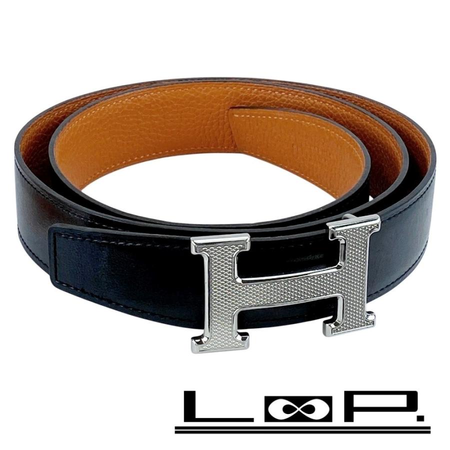 ■中古■　エルメス コンスタンス ベルト ギロシェ ボックスカーフ ブラック オレンジ 箱【462092】13 | 