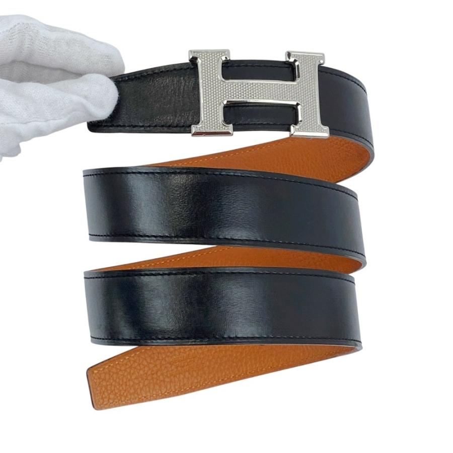 ■中古■　エルメス コンスタンス ベルト ギロシェ ボックスカーフ ブラック オレンジ 箱【462092】13 |  | 06