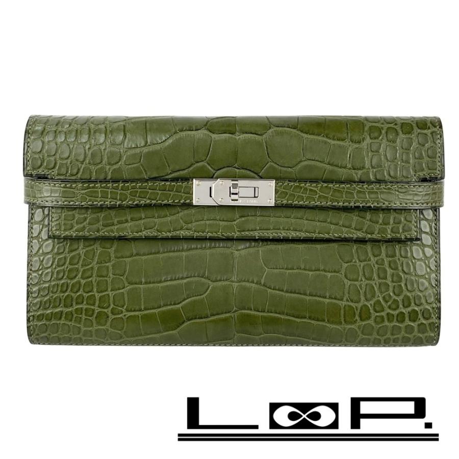 □美品□ エルメス ケリー ウォレット 長財布 クロコ アリゲーター