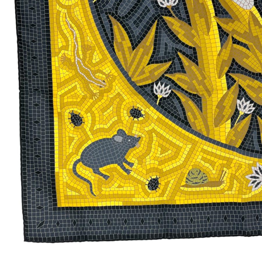 ■新同■　エルメス カレ90 猫に注意 アニマル 動物 蜂 スカーフ ファッション シルク ブラック イエロー 箱 【467059】11 |  | 03