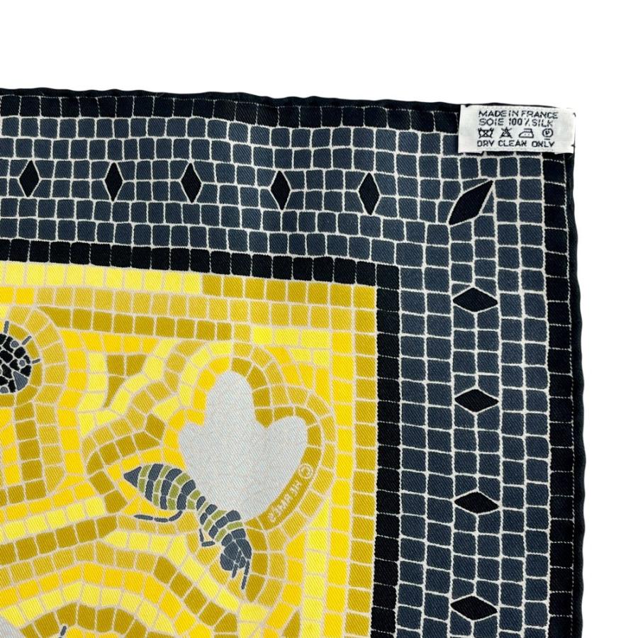 ■新同■　エルメス カレ90 猫に注意 アニマル 動物 蜂 スカーフ ファッション シルク ブラック イエロー 箱 【467059】11 |  | 05