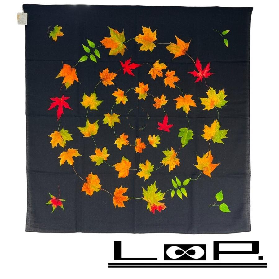 ■新同■　エルメス カレ90 紅葉 A WALK IN THE PARK ファッション スカーフ カシミヤ ブラック 箱 【467103】11 | 