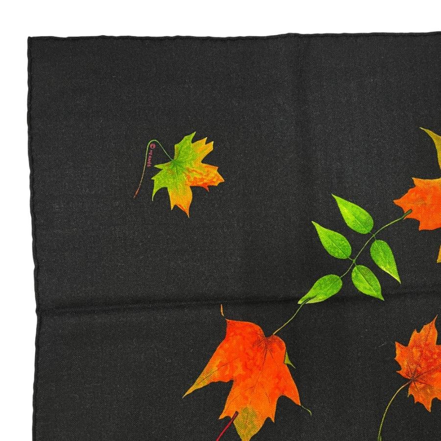 ■新同■　エルメス カレ90 紅葉 A WALK IN THE PARK ファッション スカーフ カシミヤ ブラック 箱 【467103】11 |  | 01