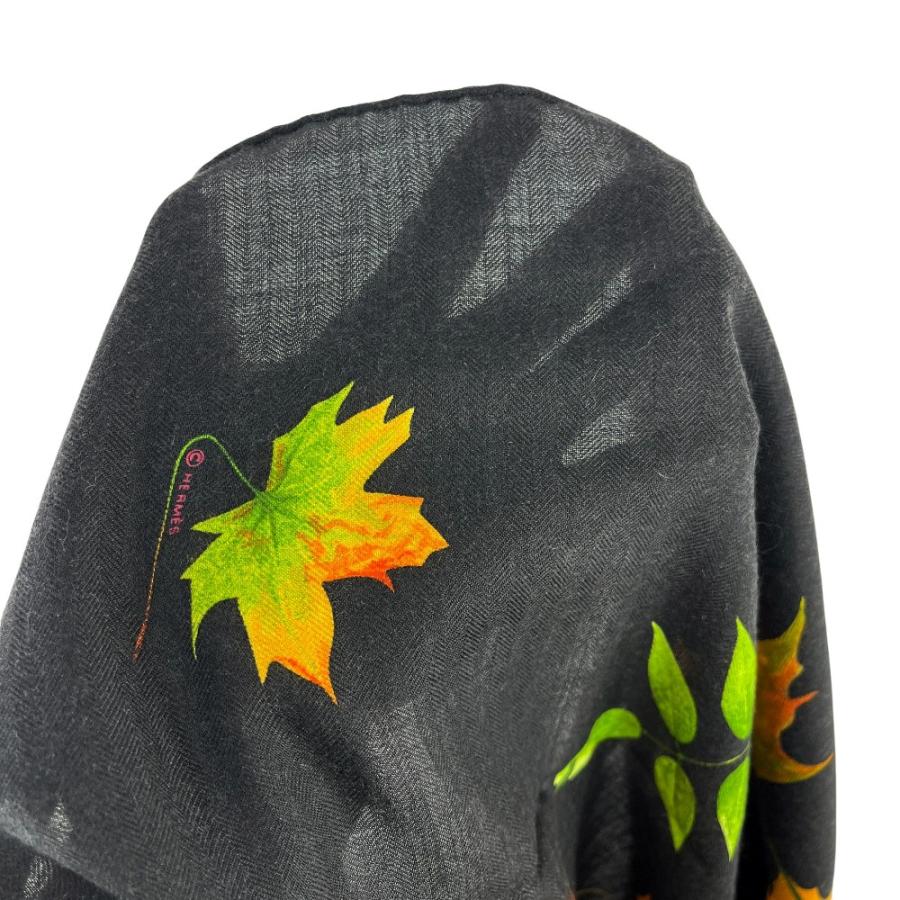 ■新同■　エルメス カレ90 紅葉 A WALK IN THE PARK ファッション スカーフ カシミヤ ブラック 箱 【467103】11 |  | 05