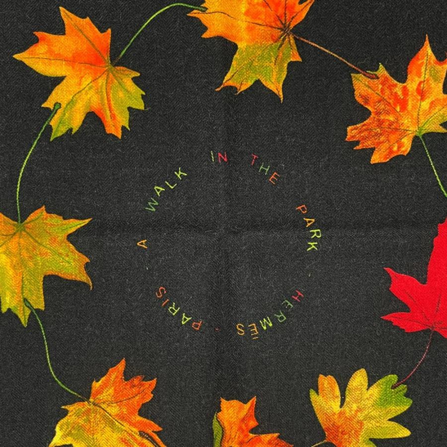 ■新同■　エルメス カレ90 紅葉 A WALK IN THE PARK ファッション スカーフ カシミヤ ブラック 箱 【467103】11 |  | 06