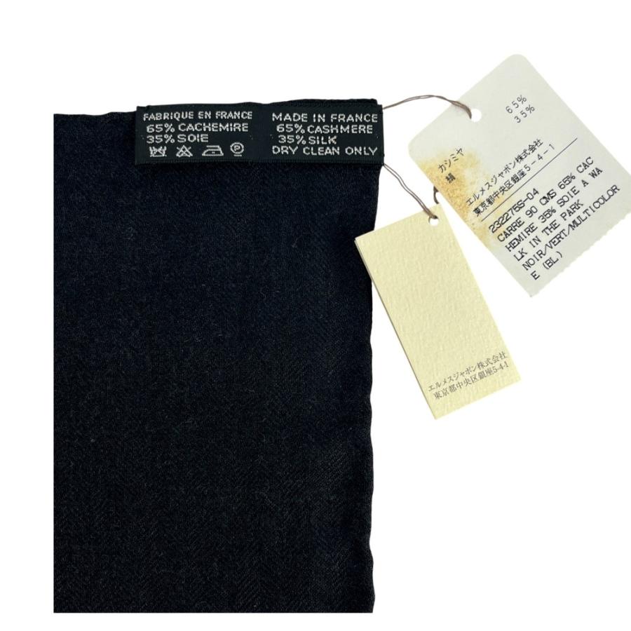 ■新同■　エルメス カレ90 紅葉 A WALK IN THE PARK ファッション スカーフ カシミヤ ブラック 箱 【467103】11 |  | 07