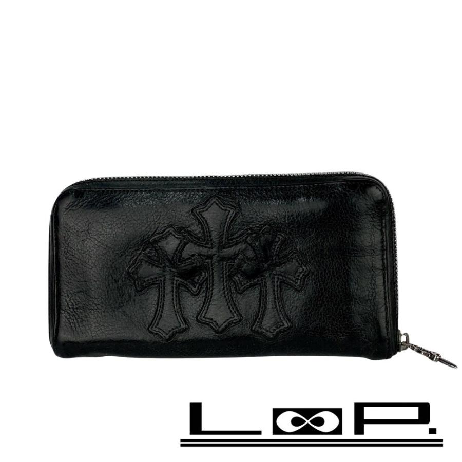 CHROME HEARTS長財布 REC ZiP 3PTCH/3セメタリークロス □中古□ クロムハーツ 3 セメタリークロスパッチ ジップ REC ZIP 長