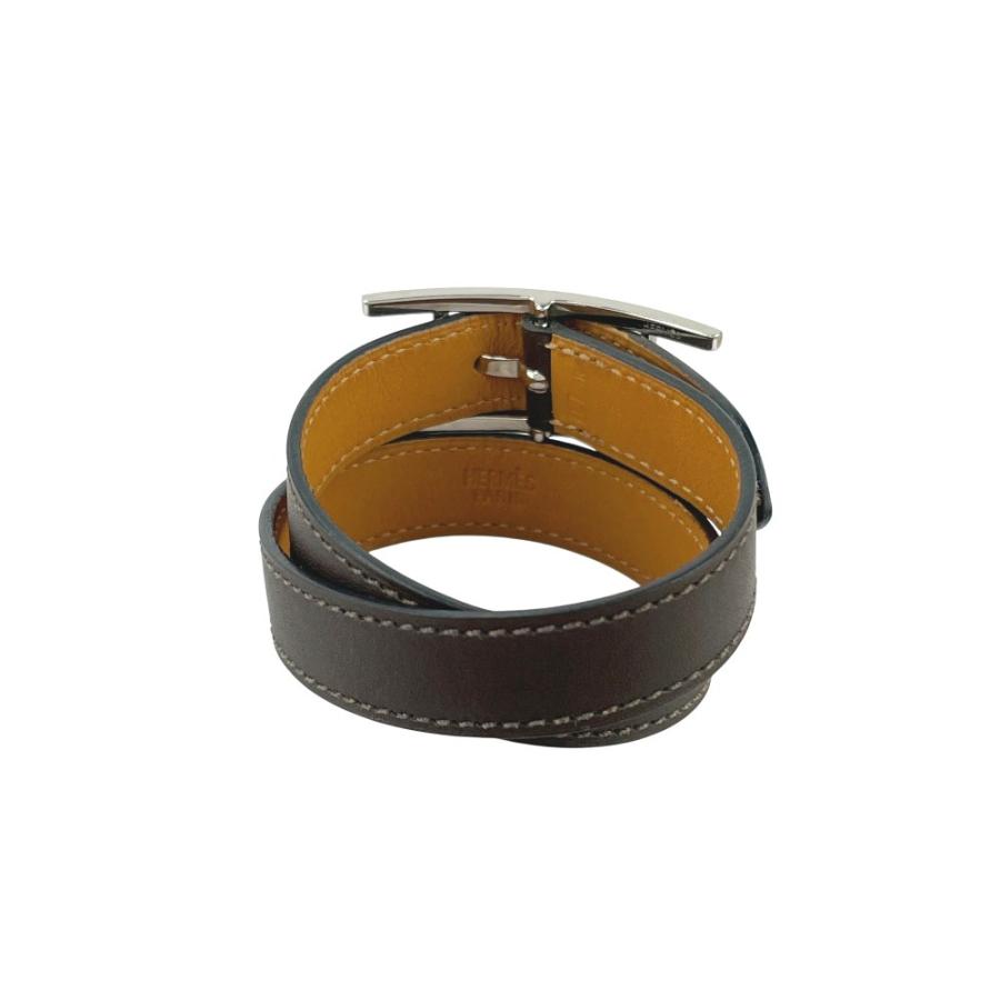 ■美品■　エルメス ビーアピ ドゥブルトゥール ブレスレット アクセサリー 2重巻き レザー ダークブラウン □L刻 【478086】11 |  | 03