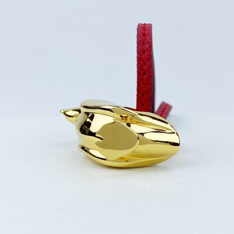 ■新同■86cm■　エルメス カデナ ペリカン バッグ チャーム ペンダント アニマル ゴールド レッド GP レザー 【479694】7 |  | 04