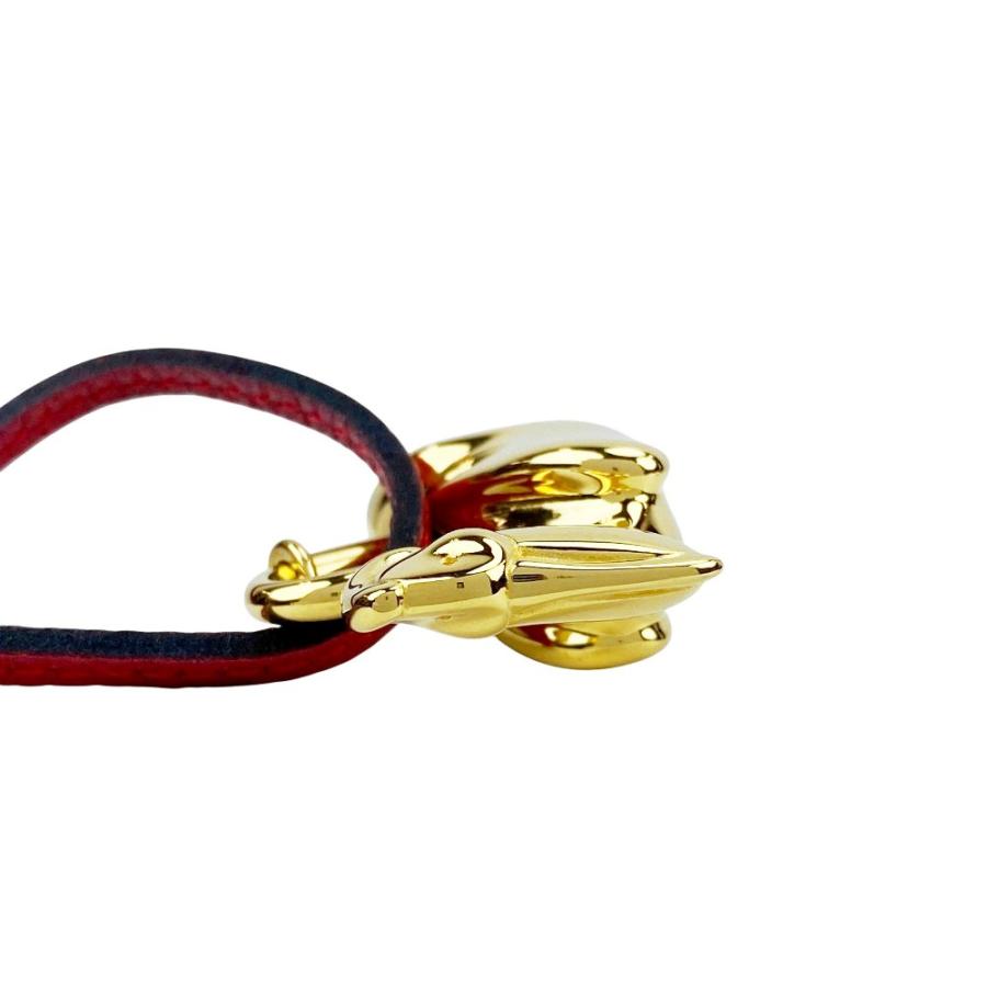 ■新同■86cm■　エルメス カデナ ペリカン バッグ チャーム ペンダント アニマル ゴールド レッド GP レザー 【479694】7 |  | 06