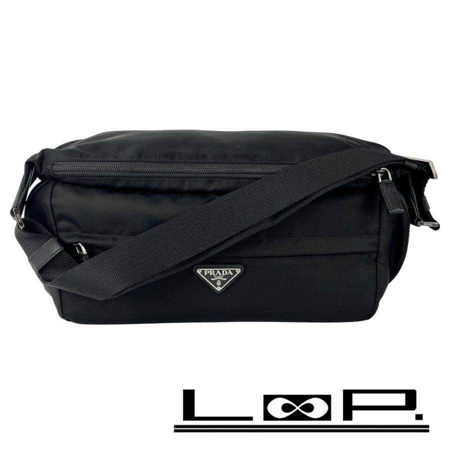 □新同□ プラダ ショルダー バッグ ナイロン サフィアーノ ブラック