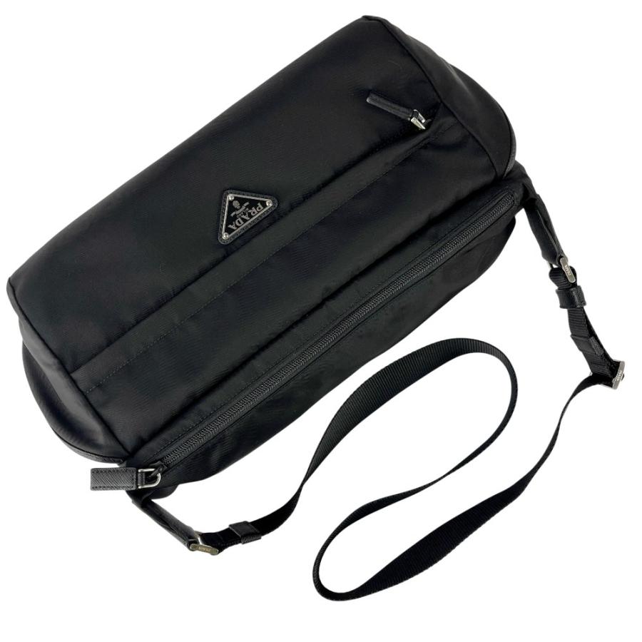 □新同□ プラダ ショルダー バッグ ナイロン サフィアーノ ブラック