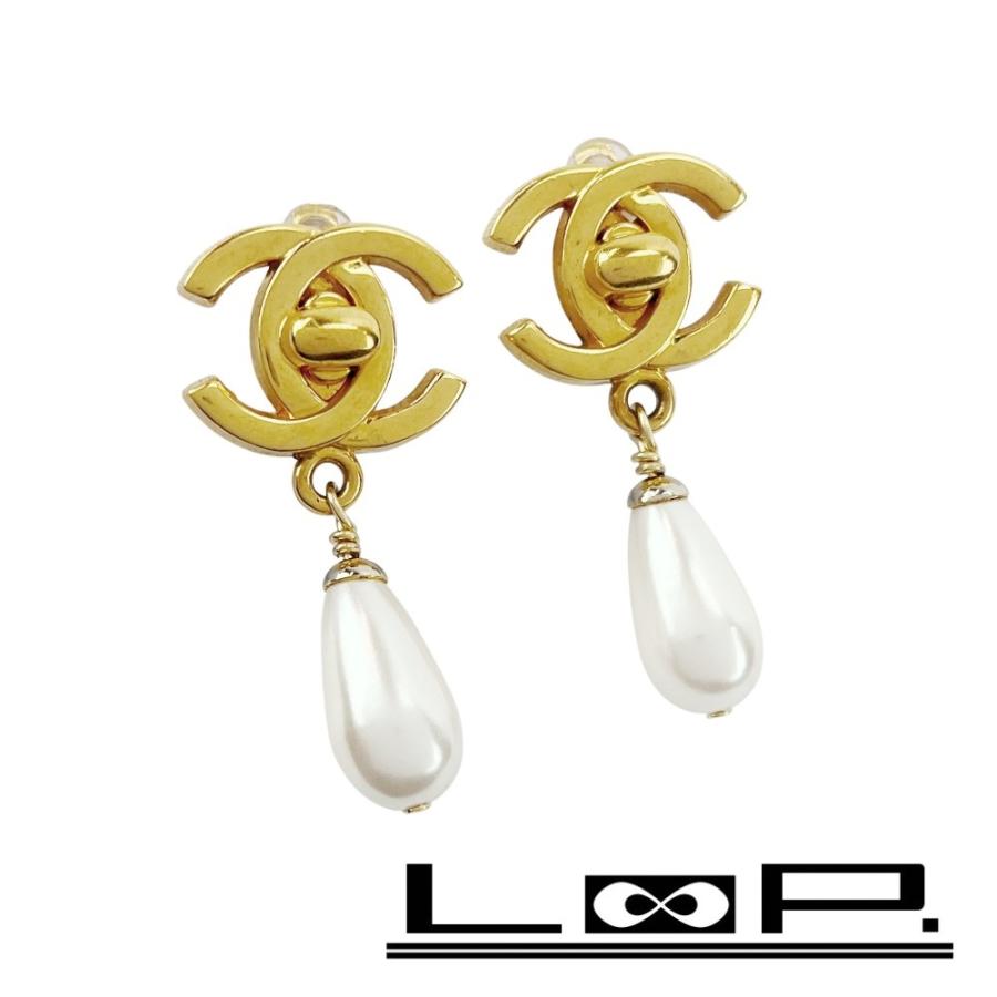 ■中古■ヴィンテージ■　シャネル ココ ターンロック イヤリング アクセサリー ゴールド フェイクパール GP 96A 【483400】10 | 