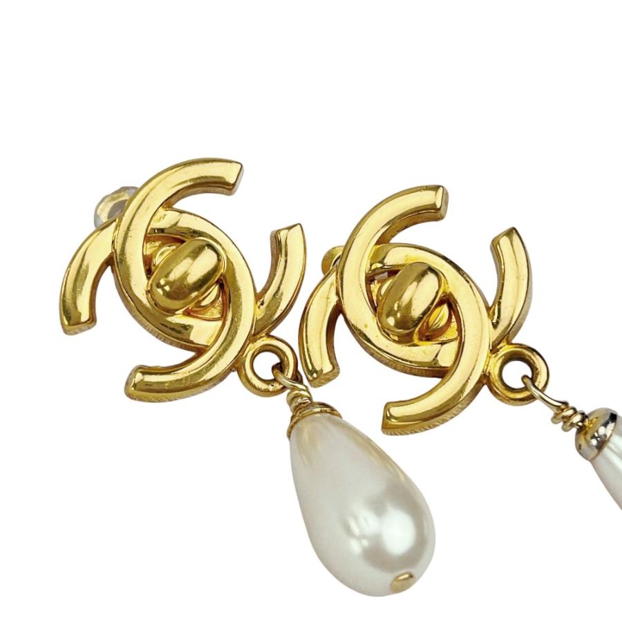 ■中古■ヴィンテージ■　シャネル ココ ターンロック イヤリング アクセサリー ゴールド フェイクパール GP 96A 【483400】10 |  | 09