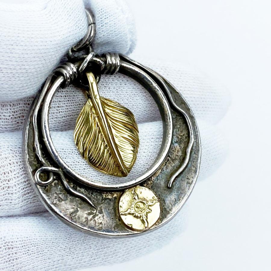 ■中古■　ファーストアローズ ペンダントトップ ハートフェザー 穴抜き コンビ シルバー ゴールド K18 SV925 22g【485121】7 |  | 07