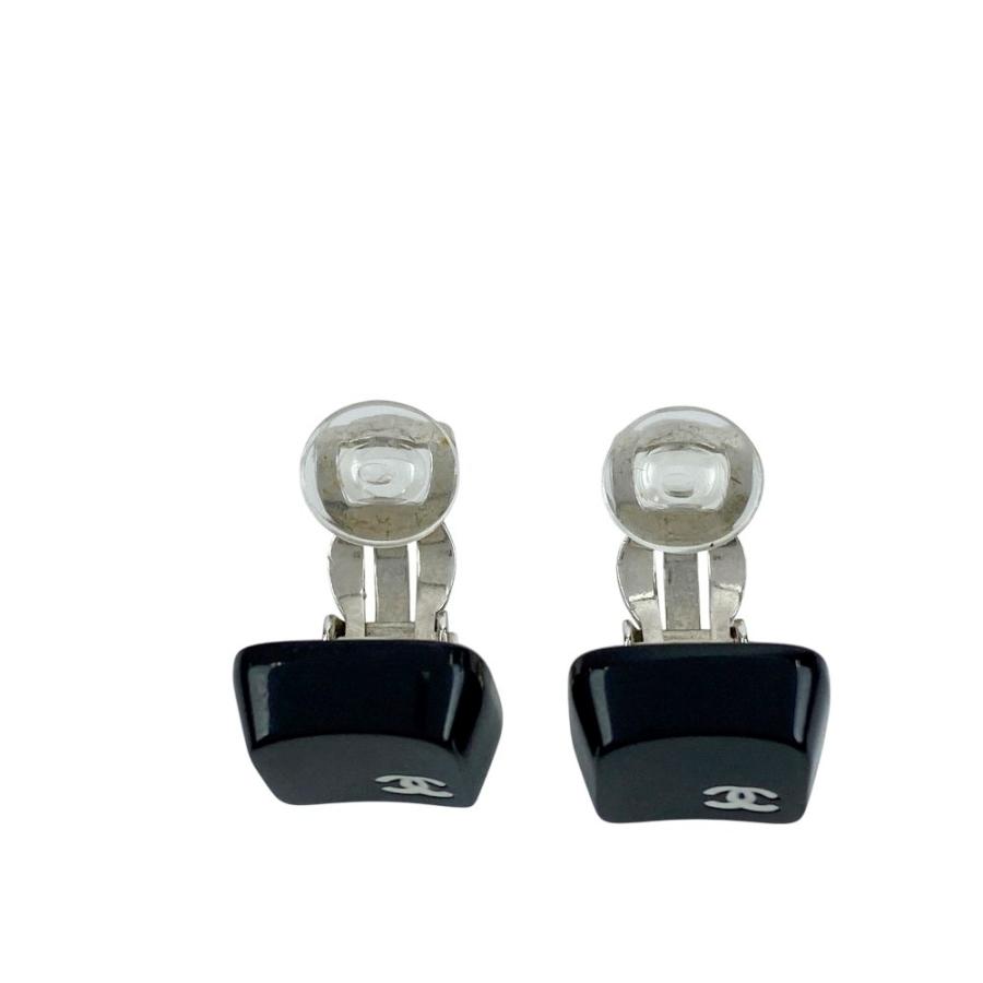 ■新同■ヴィンテージ■　シャネル ココ マーク イヤリング スクエア キーボード アクセサリー ブラック シルバー 00T 【485169】7 |  | 07