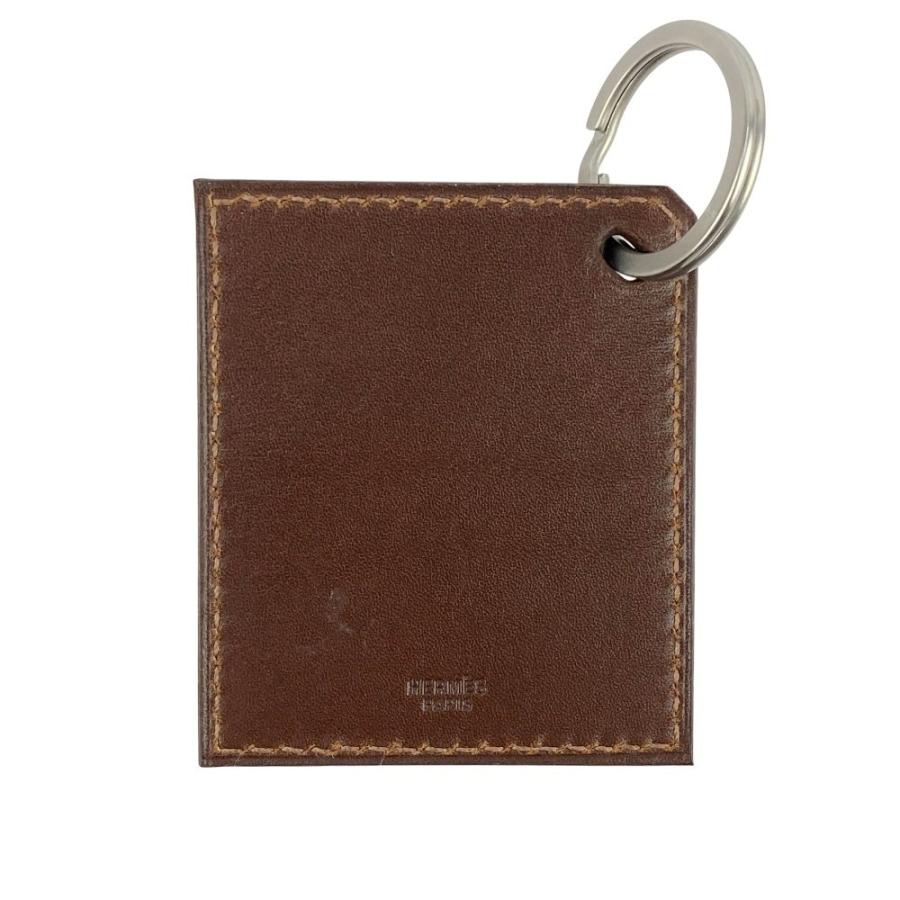 ■美品■　エルメス メゾン チャーム キーホルダー 家 手書き風 落書き風 型押し レザー ブラウン 箱 【485923】8 |  | 01