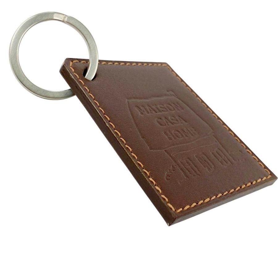 ■美品■　エルメス メゾン チャーム キーホルダー 家 手書き風 落書き風 型押し レザー ブラウン 箱 【485923】8 |  | 06