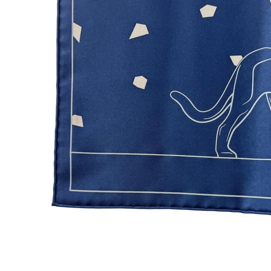 ■新同■　カルティエ カレ 45 スカーフ ファッション タイガー 虎 アニマル 動物 シルク ブルー 箱 【488160】11 |  | 03