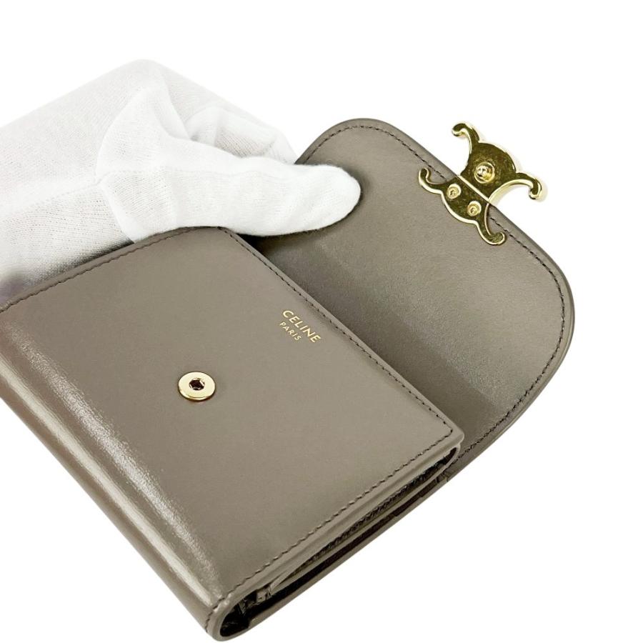セリーヌ ■中古■ スモール フラップ ウォレット トリオンフ 三つ折り 財布 カーフ ベージュ【48825】13 |  | 04