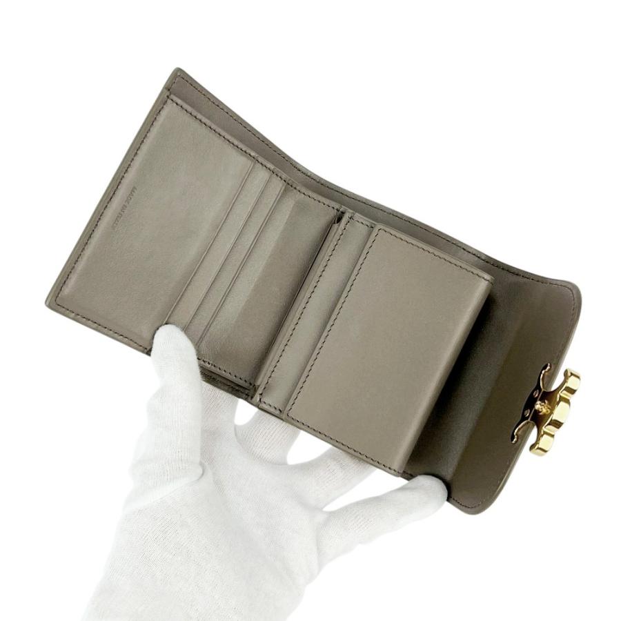 セリーヌ ■中古■ スモール フラップ ウォレット トリオンフ 三つ折り 財布 カーフ ベージュ【48825】13 |  | 05