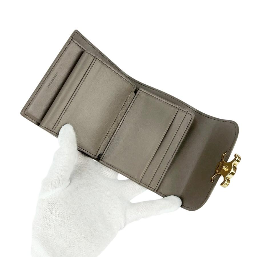 セリーヌ ■中古■ スモール フラップ ウォレット トリオンフ 三つ折り 財布 カーフ ベージュ【48825】13 |  | 06