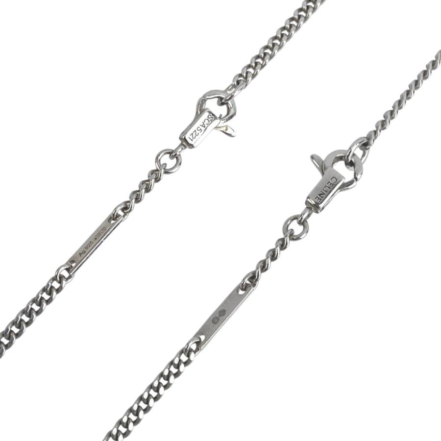 セリーヌ ■美品■ シンボル トライアングル ネックレス アクセサリー シルバー SV925 レザー ブラック 箱【491092】10 |  | 08