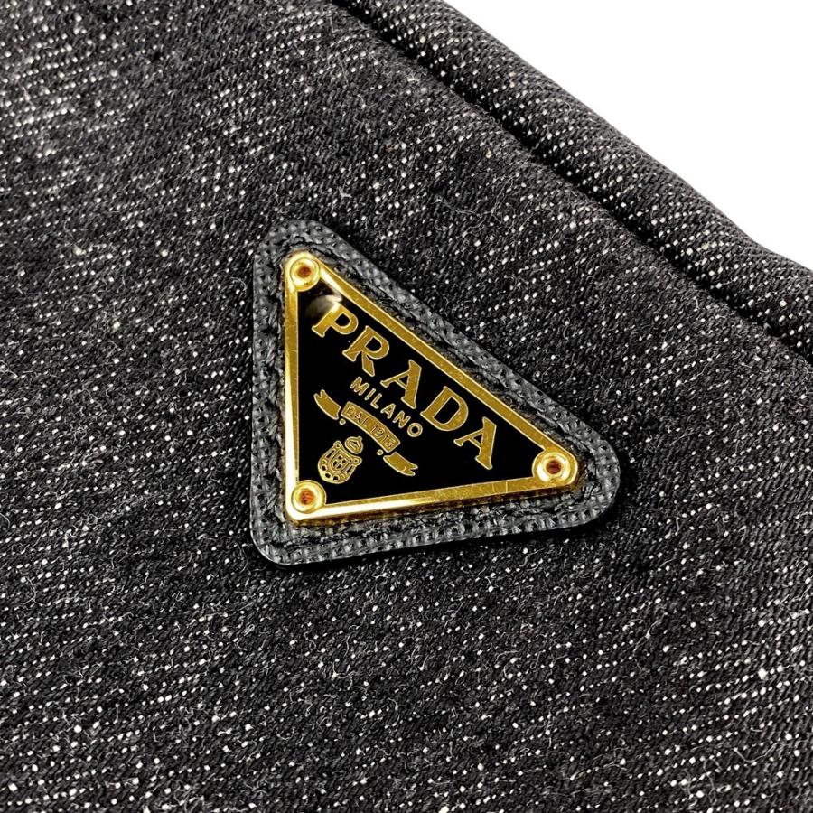 プラダ ■中古■ ポーチ 化粧 メイク 小物入れ デニム ブラック ゴールド GP 1N0021 【504112】10 |  | 08