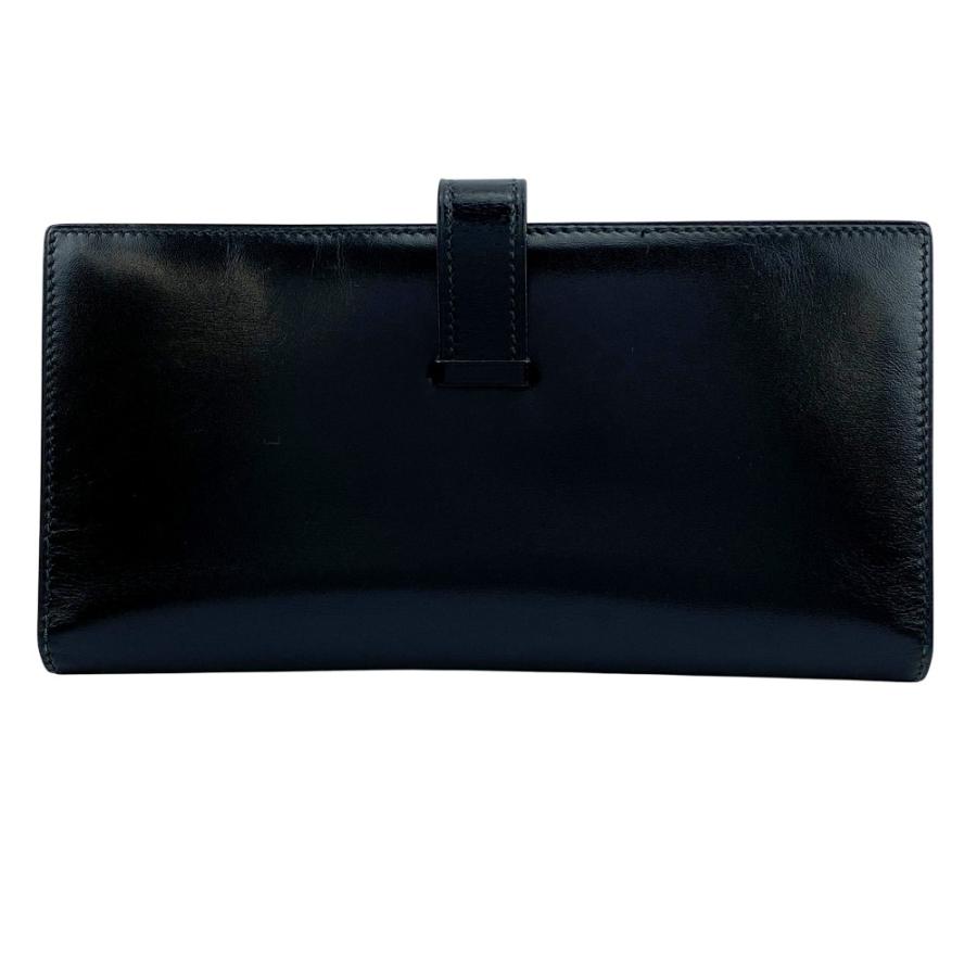 【極美品】HERMES ベアンクラシック　ボックスカーフ　長財布　黒 エルメス □美品□ ベアン クラシック 長財布 二つ折り 財布 小銭入れ